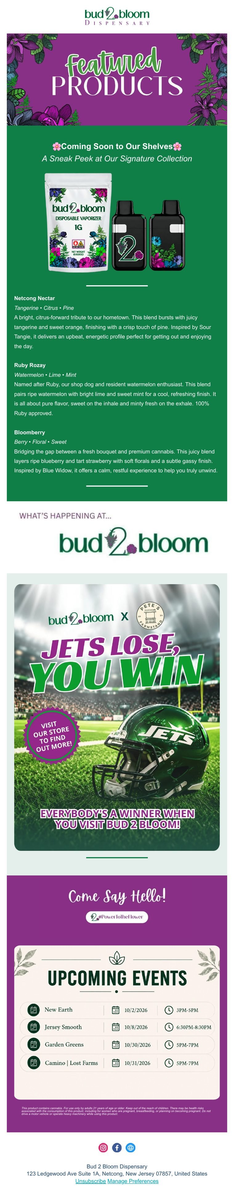 Bud 2 Bloom “New Product Alert” email featuring the Signature Collection