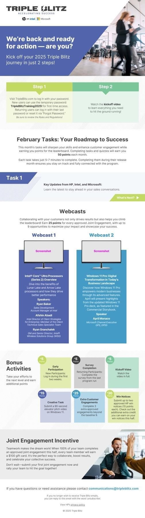 Triple Blitz newsletter: We're back and ready for action, February tasks